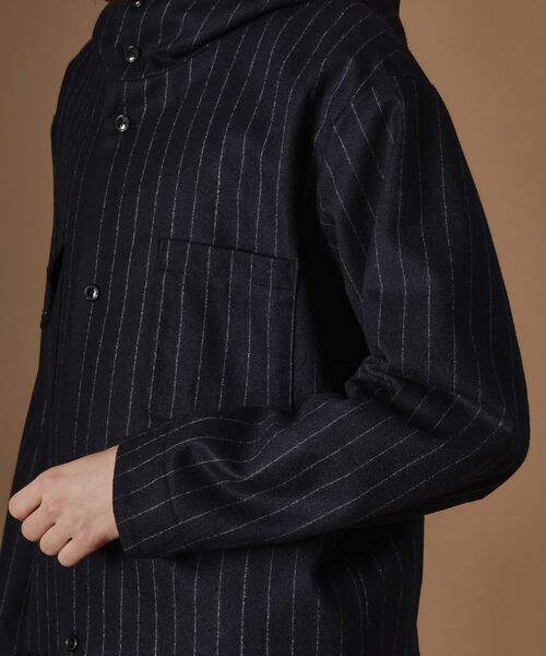 TAKEO KIKUCHI / タケオキクチ レザーブルゾン・ジャケット | フランネルストライプパーカー | 詳細6