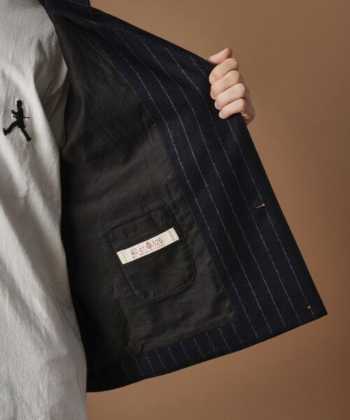 TAKEO KIKUCHI / タケオキクチ レザーブルゾン・ジャケット | フランネルストライプパーカー | 詳細9