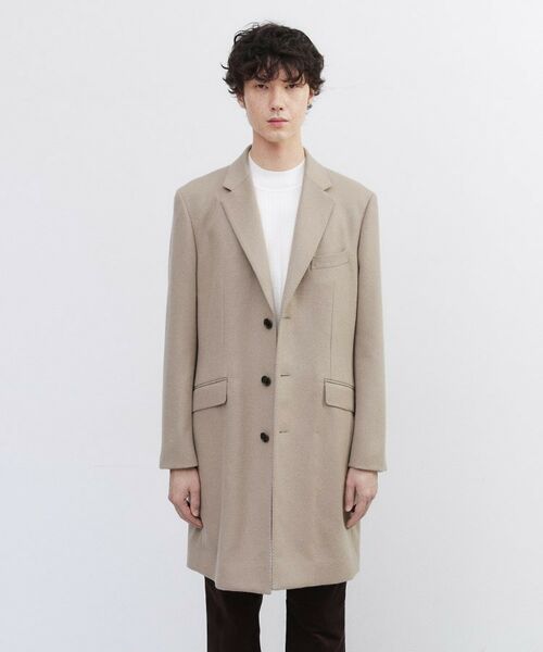【TAKEOKIKUCH】美品タケオキクチ カシミヤ スタンドコート ロング 4 ダウンライナー付】メランジ スタンドカラー コート（スタンド