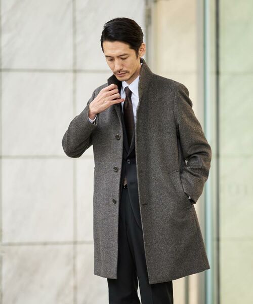 TAKEO KIKUCHI / タケオキクチ その他アウター | カシミヤブレンド ビーバー調ピンヘッドスタンドカラーコート | 詳細27