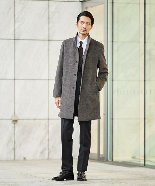 TAKEO KIKUCHI / タケオキクチ その他アウター | カシミヤブレンド ビーバー調ピンヘッドスタンドカラーコート | 詳細3