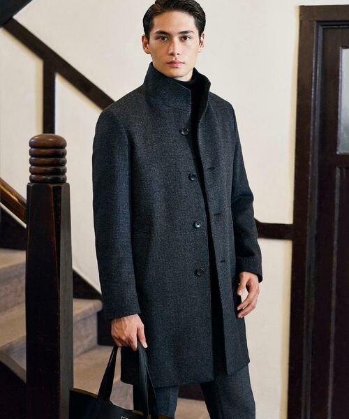 TAKEO KIKUCHI / タケオキクチ その他アウター | カシミヤブレンド ビーバー調ピンヘッドスタンドカラーコート | 詳細5