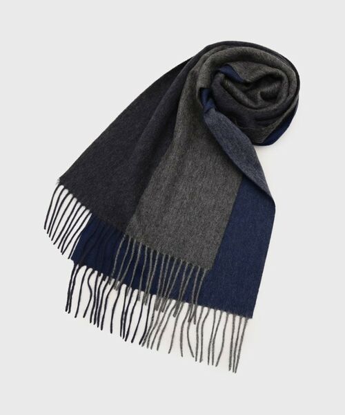 TAKEO KIKUCHI/タケオキクチ 【洗えるカシミヤ】 カシミヤ100 4面パネルマフラー ネイビー(594) 00