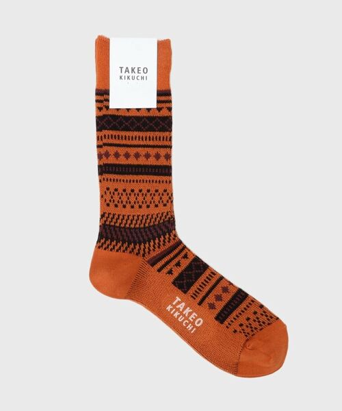 TAKEO KIKUCHI/タケオキクチ フェアアイル柄ソックス オレンジ(568) 00