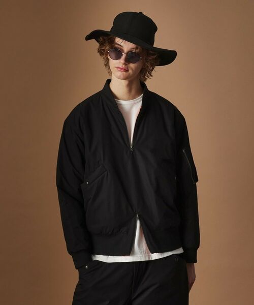 TAKEO KIKUCHI / タケオキクチ レザーブルゾン・ジャケット | 【Sサイズ~】MA-1風中わた入りプルオーバーブルゾン(ブラック(019))