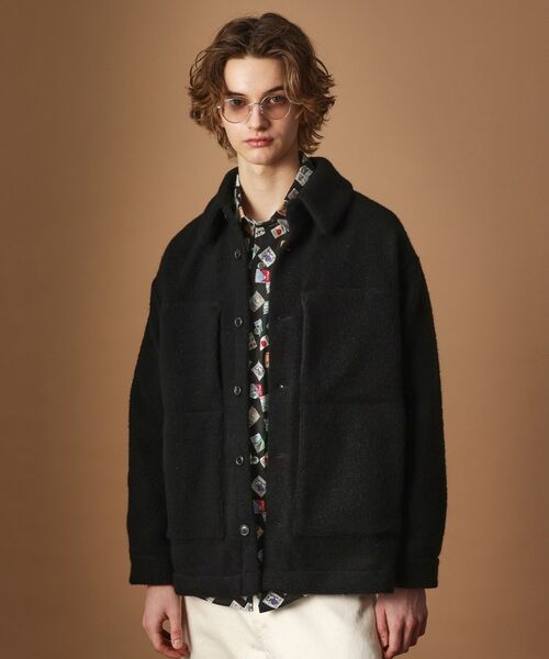 TAKEO KIKUCHI / タケオキクチ レザーブルゾン・ジャケット | ウール混パイルボア4パッチシャツ | 詳細13