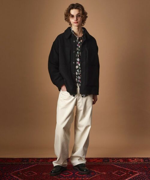 TAKEO KIKUCHI / タケオキクチ レザーブルゾン・ジャケット | ウール混パイルボア4パッチシャツ | 詳細15