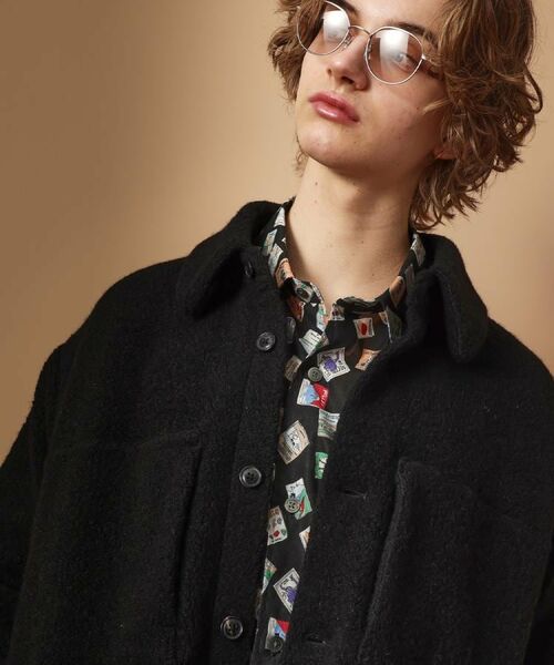 TAKEO KIKUCHI / タケオキクチ レザーブルゾン・ジャケット | ウール混パイルボア4パッチシャツ | 詳細19