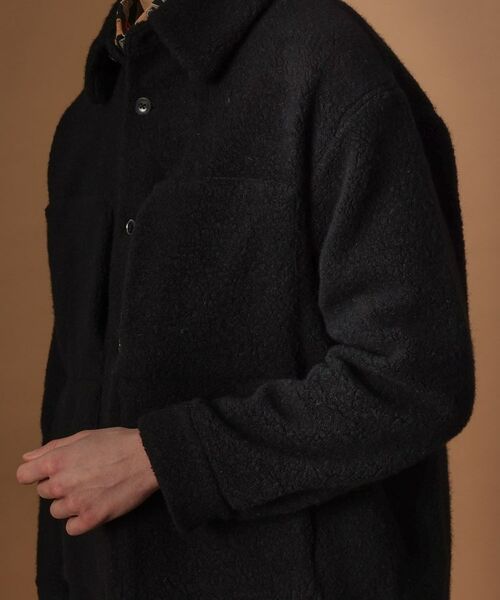 TAKEO KIKUCHI / タケオキクチ レザーブルゾン・ジャケット | ウール混パイルボア4パッチシャツ | 詳細6