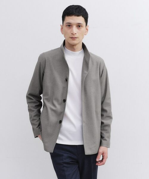 TAKEO KIKUCHI / タケオキクチ レザーブルゾン・ジャケット | ツイルジャージー イタリアンカラージャケット(ライトグレー(011))