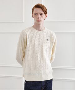 TAKEO KIKUCHI / タケオキクチ ニット・セーター | 【LIMITED】ワンポイント刺繍ケーブルニット