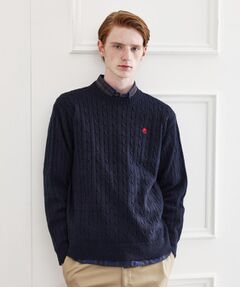 TAKEO KIKUCHI / タケオキクチ ニット・セーター | 【LIMITED】ワンポイント刺繍ケーブルニット