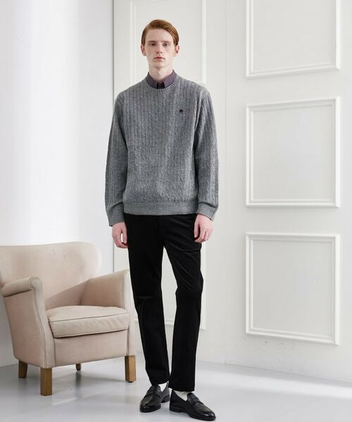 TAKEO KIKUCHI / タケオキクチ ニット・セーター | 【LIMITED】ワンポイント刺繍ケーブルニット | 詳細14