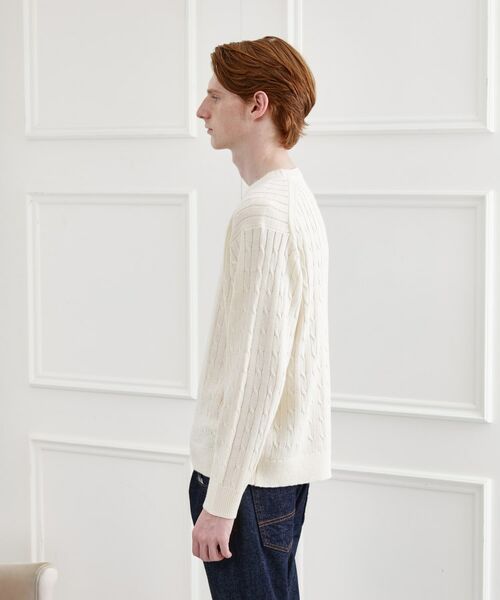 TAKEO KIKUCHI / タケオキクチ ニット・セーター | 【LIMITED】ワンポイント刺繍ケーブルニット | 詳細2