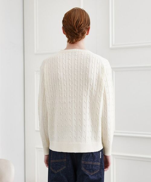 TAKEO KIKUCHI / タケオキクチ ニット・セーター | 【LIMITED】ワンポイント刺繍ケーブルニット | 詳細3