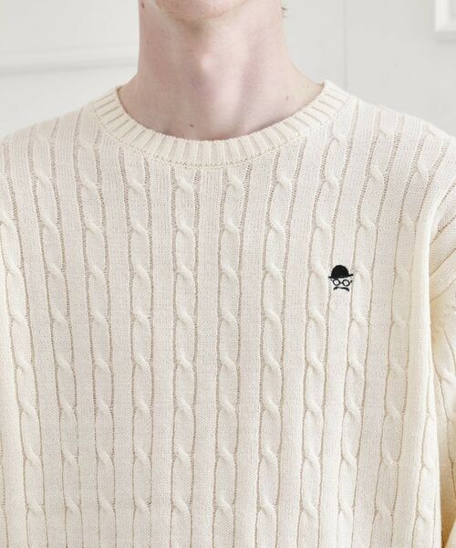 TAKEO KIKUCHI / タケオキクチ ニット・セーター | 【LIMITED】ワンポイント刺繍ケーブルニット | 詳細4