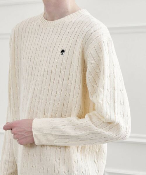 TAKEO KIKUCHI / タケオキクチ ニット・セーター | 【LIMITED】ワンポイント刺繍ケーブルニット | 詳細5