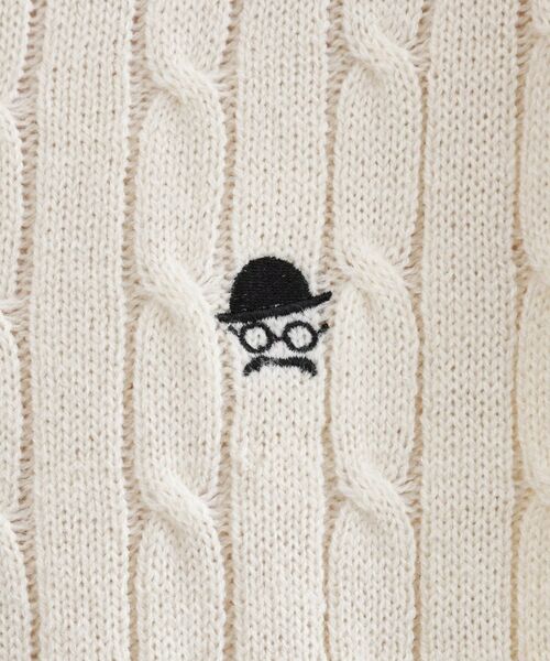 TAKEO KIKUCHI / タケオキクチ ニット・セーター | 【LIMITED】ワンポイント刺繍ケーブルニット | 詳細7