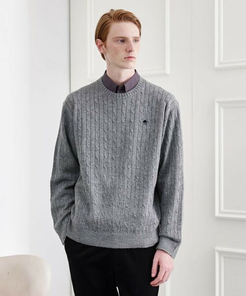 TAKEO KIKUCHI/タケオキクチ 【LIMITED】ワンポイント刺繍ケーブルニット チャコールグレー(013) 04(LL) TAKEO KIKUCHI/タケオキクチ 【LIMITED】ワンポイント刺繍ケーブルニット チャコールグレー(013) 04(LL)