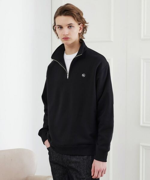 TAKEO KIKUCHI/タケオキクチ 【LIMITED】ワンポイント刺繍ハーフジップスウェット トレーナー ブラック(019) 03(L) TAKEO KIKUCHI/タケオキクチ 【LIMITED】ワンポイント刺繍ハーフジップスウェット トレーナー ブラック(019) 03(L)