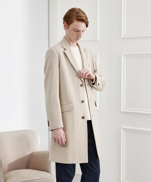 タケオキクチ フーデットコート チェスターコート 比翼 ウール