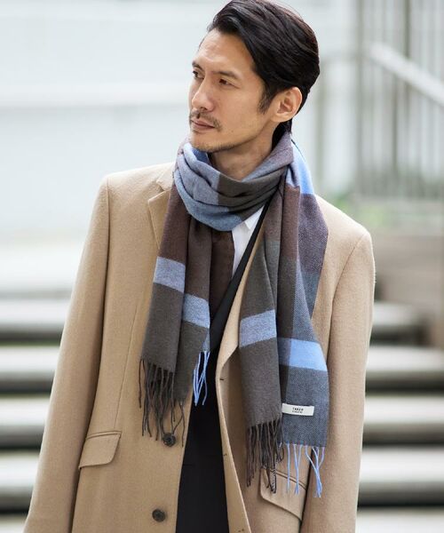 TAKEO KIKUCHI / タケオキクチ マフラー・ショール・スヌード・ストール | 【洗えるウールカシミヤ】 変形ブロックチェックマフラー | 詳細7