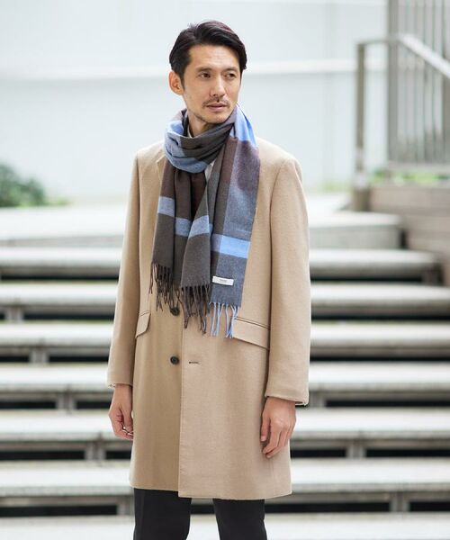 TAKEO KIKUCHI / タケオキクチ マフラー・ショール・スヌード・ストール | 【洗えるウールカシミヤ】 変形ブロックチェックマフラー | 詳細9