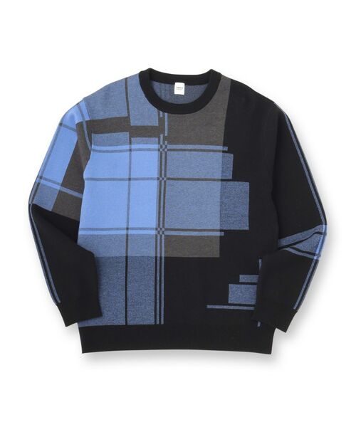 TAKEO KIKUCHI / タケオキクチ ニット・セーター | ランダム チェック ジャカード ニット | 詳細1