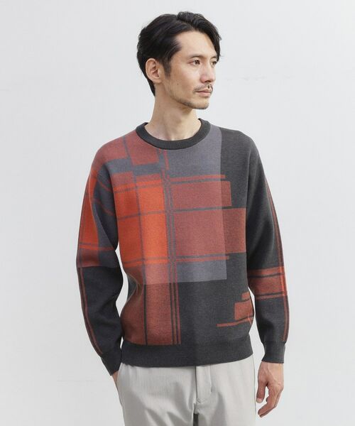 TAKEO KIKUCHI / タケオキクチ ニット・セーター | ランダム チェック ジャカード ニット | 詳細12