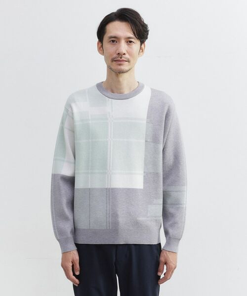 TAKEO KIKUCHI/タケオキクチ ランダム チェック ジャカード ニット ライトグレー(211) 04(LL) TAKEO KIKUCHI/タケオキクチ ランダム チェック ジャカード ニット ライトグレー(211) 04(LL)