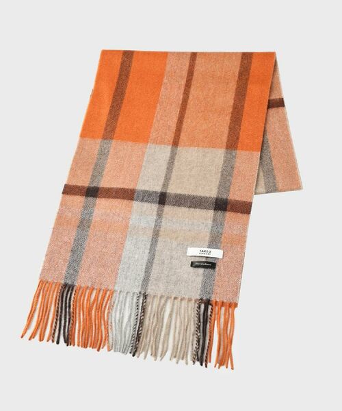 TAKEO KIKUCHI / タケオキクチ マフラー・ショール・スヌード・ストール | チェックカシミヤマフラー(オレンジ(268))