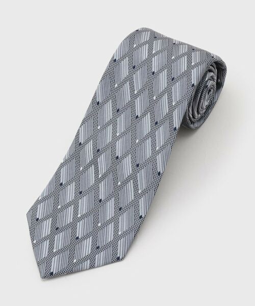 TAKEO KIKUCHI / タケオキクチ ネクタイ | 【縁起の良いネクタイ】PNJ 菱紋ネクタイ（シルバー(406)）