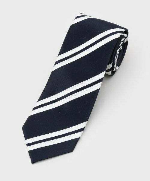 TAKEO KIKUCHI / タケオキクチ ネクタイ | 【タンザワシルク】フレスコストライプ（ネイビー(394)）