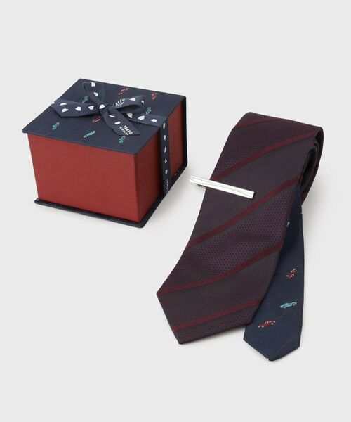 TAKEO KIKUCHI / タケオキクチ ネクタイ | 【BOXセット】クラシックシャドーストライプ ネクタイ＆タイバー | 詳細1