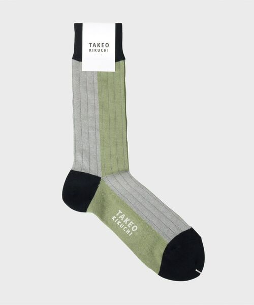 TAKEO KIKUCHI / タケオキクチ ソックス | カラーブロック クルーソックス（ライトグリーン(520)）