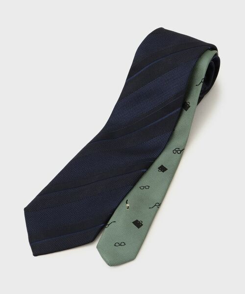 TAKEO KIKUCHI / タケオキクチ ネクタイ | 【BOXセット】ジェントルマンストライプ ネクタイ×眼鏡型タイバー | 詳細2