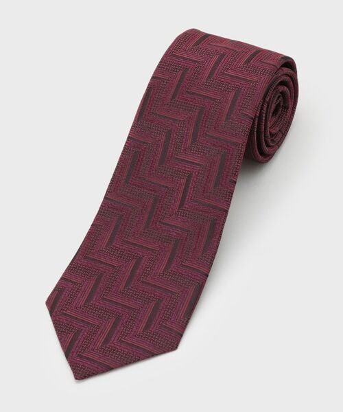 TAKEO KIKUCHI / タケオキクチ ネクタイ | フィラメントシルク 網代文様シャドーストライプネクタイ（ボルドー(364)）