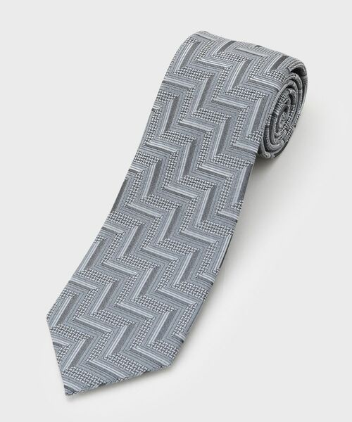 TAKEO KIKUCHI / タケオキクチ ネクタイ | フィラメントシルク 網代文様シャドーストライプネクタイ（シルバー(306)）