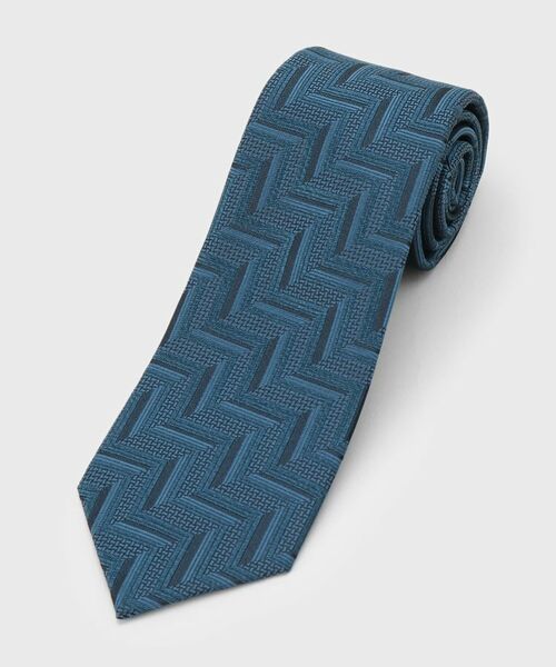 TAKEO KIKUCHI / タケオキクチ ネクタイ | フィラメントシルク 網代文様シャドーストライプネクタイ（グリーン(322)）