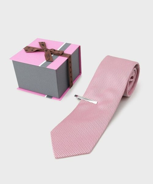TAKEO KIKUCHI / タケオキクチ ネクタイ | 【BOXセット】ベーシック メランジ ネクタイ＆タイバー | 詳細1