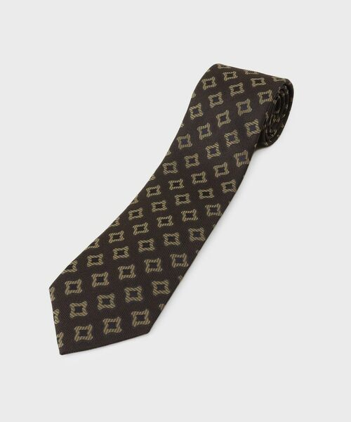 TAKEO KIKUCHI / タケオキクチ ネクタイ | 【縁起の良いネクタイ】PNJ 千鳥ジオメトリックネクタイ（ブラウン(443)）