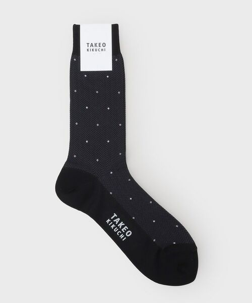TAKEO KIKUCHI / タケオキクチ ソックス | へリンボン小花ドレスソックス（ブラック(019)）