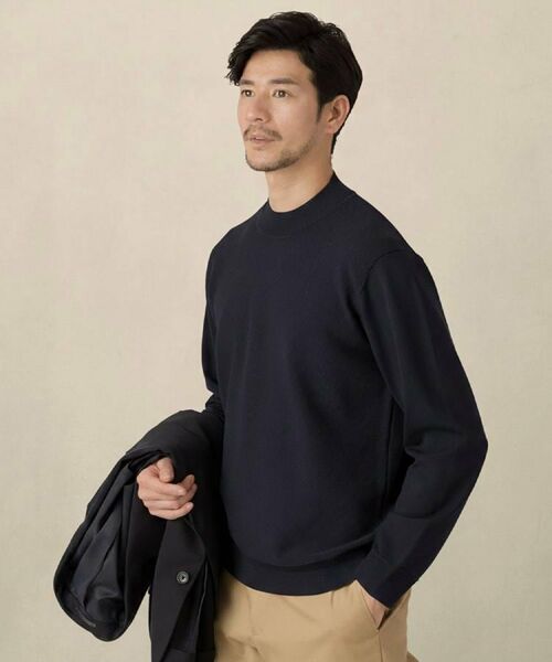 TAKEO KIKUCHI / タケオキクチ ニット・セーター | モックネック 鹿の子 ニット プルオーバー（ネイビー(094)）