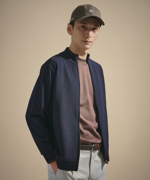 TAKEO KIKUCHI / タケオキクチ ニット・セーター | ジップアップ 鹿の子 ニット(ネイビー(094))