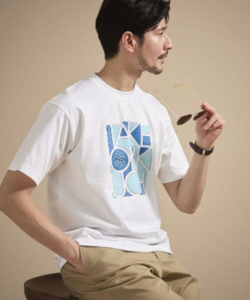 TAKEO KIKUCHI / タケオキクチ Tシャツ | ロゴグラフィック プリントTシャツ（ホワイト(001)）