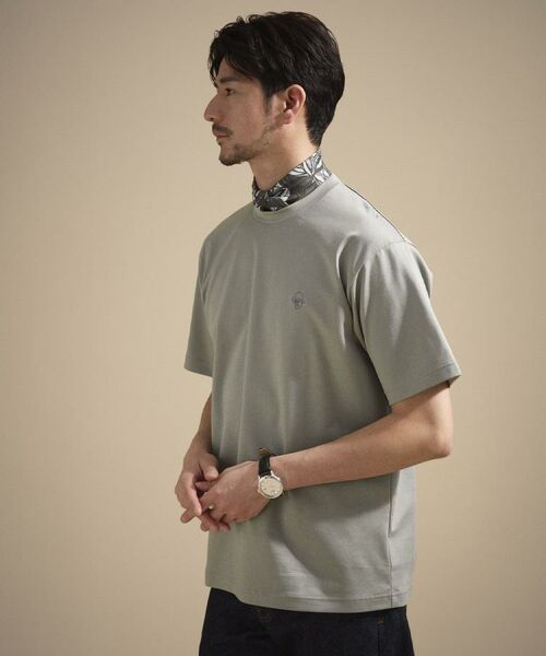 TAKEO KIKUCHI / タケオキクチ Tシャツ | ワンストローク刺繍 半袖 Tシャツ（ライトグレー(011)）