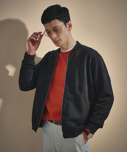 TAKEO KIKUCHI / タケオキクチ レザーブルゾン・ジャケット | スライドパズル ジャカード ブルゾン（ネイビー(094)）