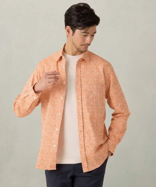 TAKEO KIKUCHI / タケオキクチ シャツ・ブラウス | 播州 ドビーストライプ フラワーシャツ（オレンジ(367)）