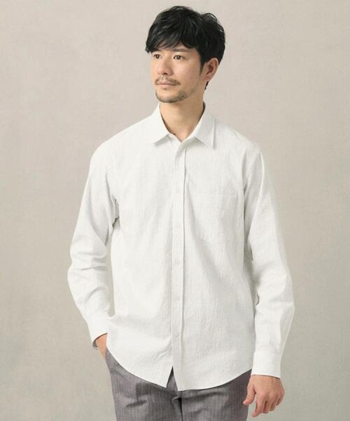 TAKEO KIKUCHI / タケオキクチ シャツ・ブラウス | 播州 ドビーストライプ フラワーシャツ（ライトグレー(311)）