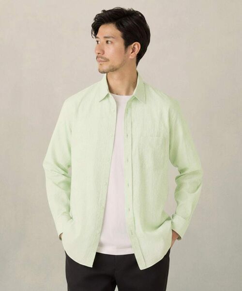 TAKEO KIKUCHI / タケオキクチ シャツ・ブラウス | 播州 ドビーストライプ フラワーシャツ（グリーン(324)）